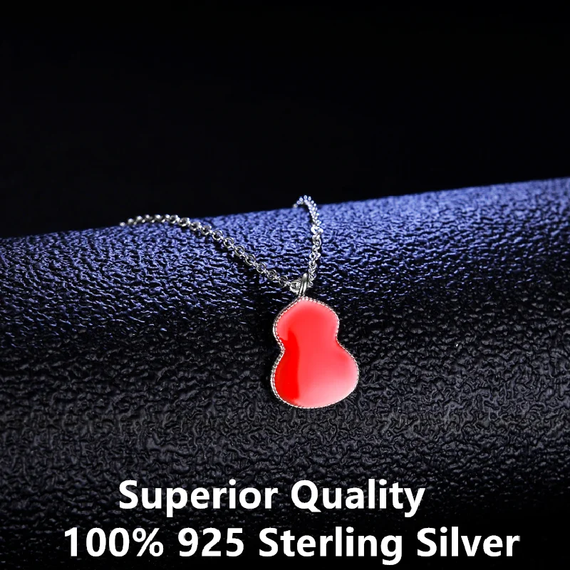 

Кулон из серебра 925 пробы с эмалью, керамическое ожерелье, Серебряный кулон, женский классический кулон с красной тыквой, ювелирные изделия