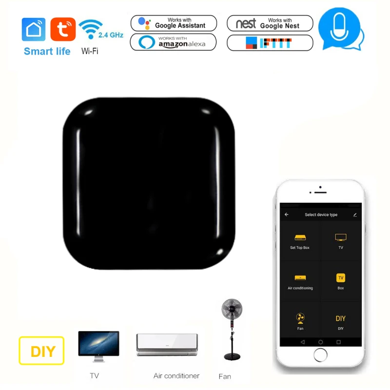 Универсальный ИК-пульт дистанционного управления Tuya Smart Home, Wi-Fi, для ТВ, DVD, Audi, AC, работа с Amazon, Alexa, Google Home
Универсальный ИК-пульт дистанционного управления Tuya Smart Home, Wi-Fi, для ТВ, DVD, Audi, AC, работа с Amazon, Alexa, Google Home