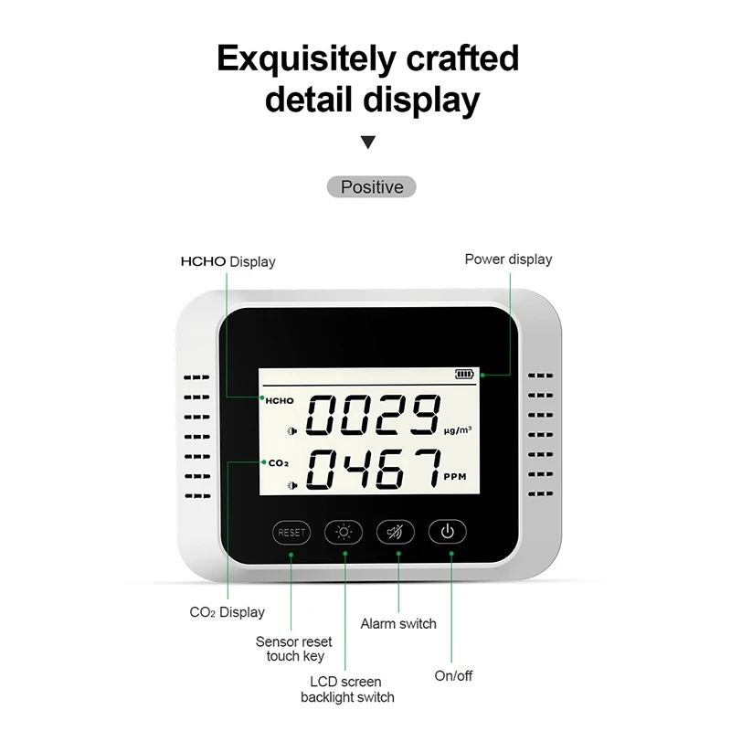400-5000Ppm Digital Detector CO2 Meter Air Quality Monitor Formaldehyde Tester Air Analyzer Monitor HCHO PM2.5 Tester
400-5000Ppm Digital Detector CO2 Meter Air Quality Monitor Formaldehyde Tester Air Analyzer Monitor HCHO PM2.5 Tester