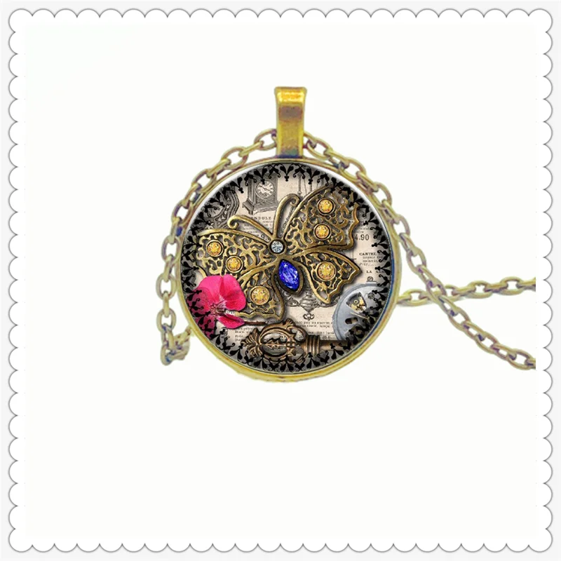 Steampunk butterfly pattern jewelry boutique pendant necklace, round pendant classic fashion men and women necklace
Steampunk butterfly pattern jewelry boutique pendant necklace, round pendant classic fashion men and women necklace