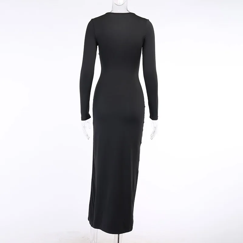 2021 Spring Women Dress Fashion Sexy Long Sleeve High Slit V Neck Party Metal Stitching Ladies Dresses Elegant Solid Color Dress 
2021 Spring Women Dress Fashion Sexy Long Sleeve High Slit V Neck Party Metal Stitching Ladies Dresses Elegant Solid Color Dress