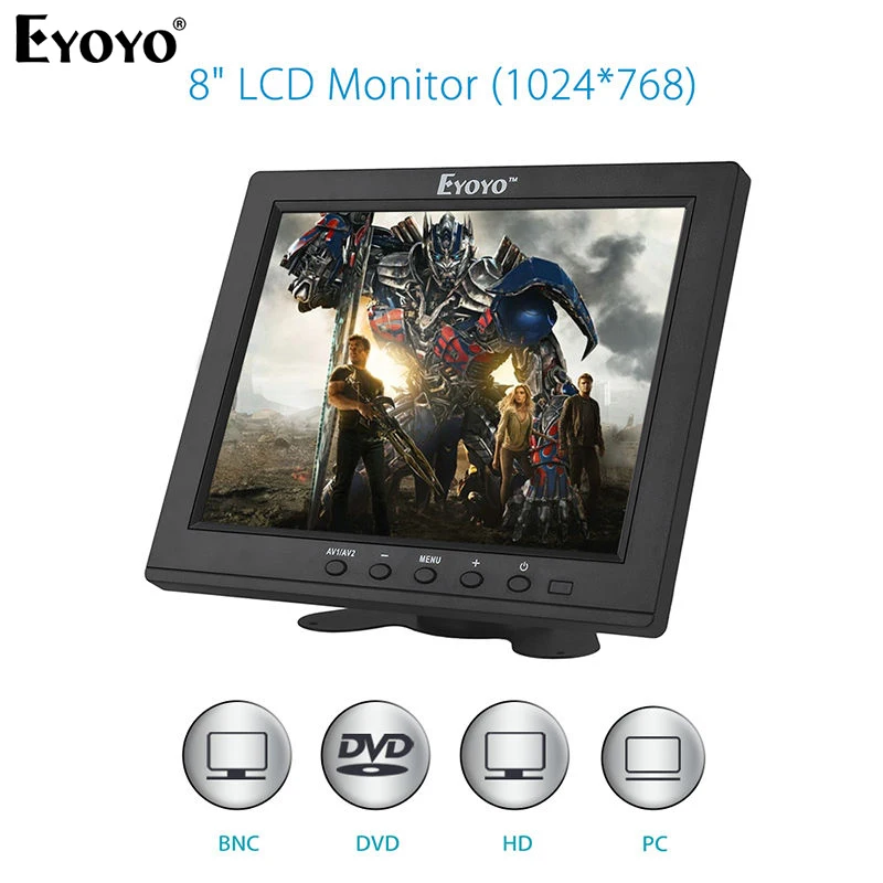Eyoyo EM08B 8 "1024x768 Мини Портативный VGA HDMI монитор 4:3 Дисплей с BNC AV экран для CC TV камеры