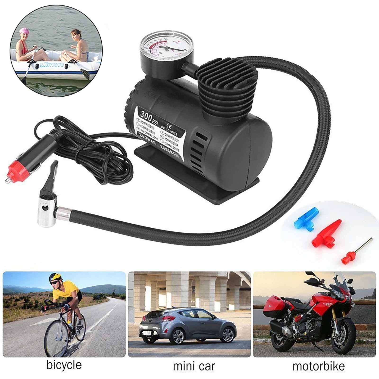 New 12V Air Compressor Electric Air Pump Car Air Pump Mini With Nozzle Adapter Car Tire Inflator For Car Bicycle Boat Motorcycle
New 12V Air Compressor Electric Air Pump Car Air Pump Mini With Nozzle Adapter Car Tire Inflator For Car Bicycle Boat Motorcycle