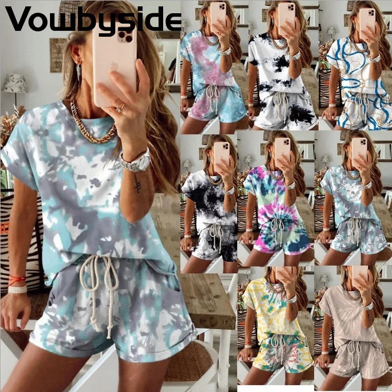 Summer Casual Loose Women's Sets Fashion Printing Round Neck Short Sleeved T-shirt Lace Up Shorts Two-piece Suit 
Summer Casual Loose Women's Sets Fashion Printing Round Neck Short Sleeved T-shirt Lace Up Shorts Two-piece Suit