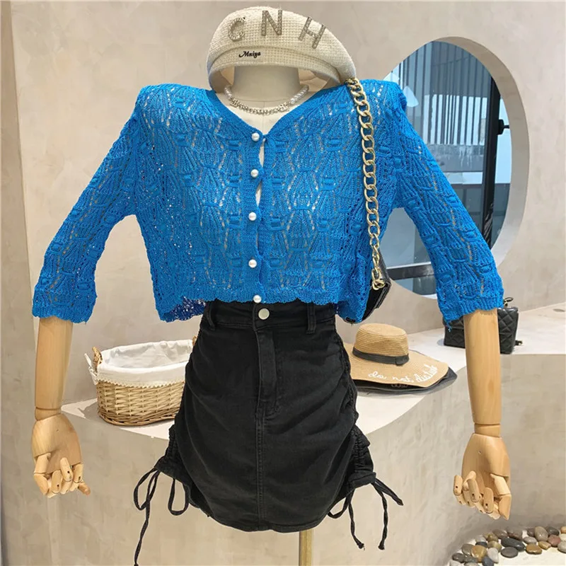 New Women's Clothing Summer 2021 Fashion Versatile loose sweet temperament hollow out V-neck short knit shirt Top
New Women's Clothing Summer 2021 Fashion Versatile loose sweet temperament hollow out V-neck short knit shirt Top