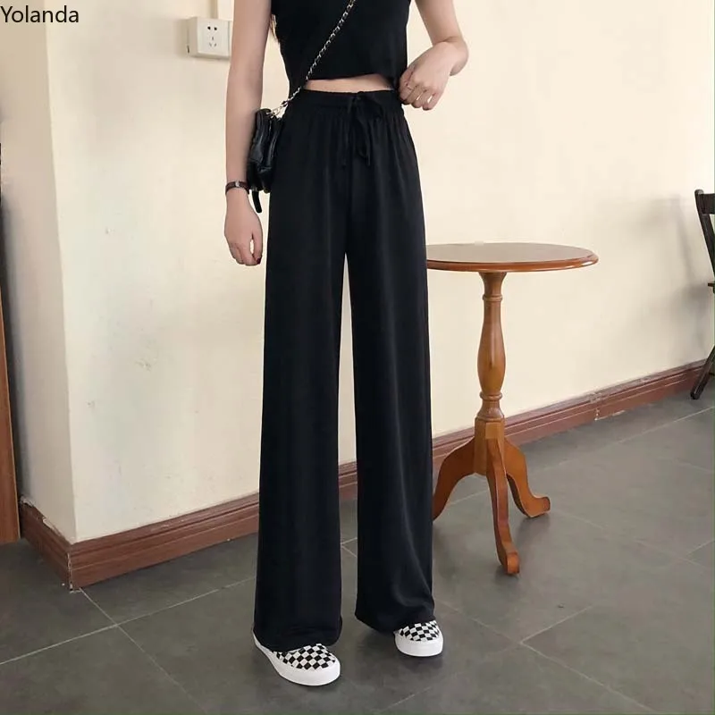 Summer Korean 2021 New Elastic Drawstring Versatile Loose Straight Tube Wide Leg Pants High Waist Slim Casual Women 
Summer Korean 2021 New Elastic Drawstring Versatile Loose Straight Tube Wide Leg Pants High Waist Slim Casual Women