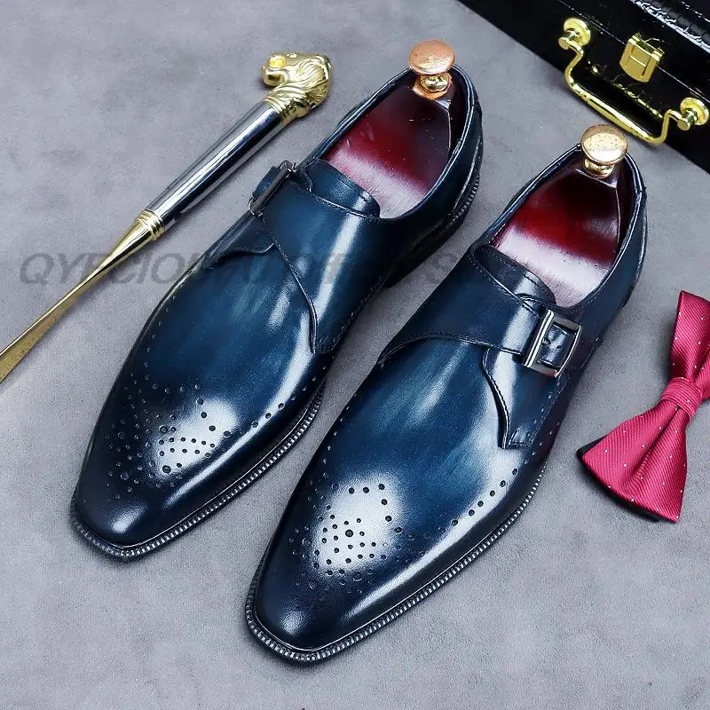 Handmade Mens Office Business Shoes Genuine Leather Wedding Suit Dress Loafers Blue Luxury Monk Strap Buckle Formal Men Shoes
Handmade Mens Office Business Shoes Genuine Leather Wedding Suit Dress Loafers Blue Luxury Monk Strap Buckle Formal Men Shoes