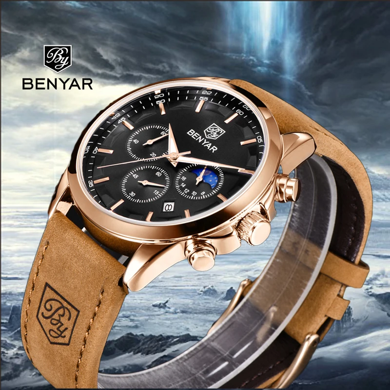 BENYAR Quartz Watch Men's Watch Top Luxury Fashion Chronograph 30M Waterproof PE903 Movement Movement Sports Belt Business Casua
BENYAR Quartz Watch Men's Watch Top Luxury Fashion Chronograph 30M Waterproof PE903 Movement Movement Sports Belt Business Casua