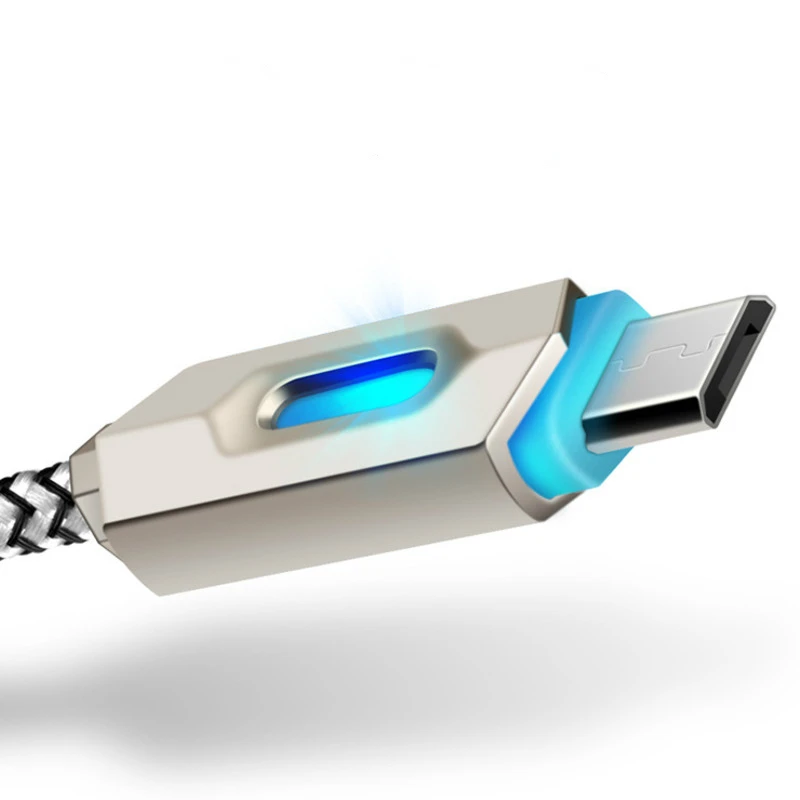 Цинковый сплав линия передачи данных Плетеный световой микро-usb-порт для
