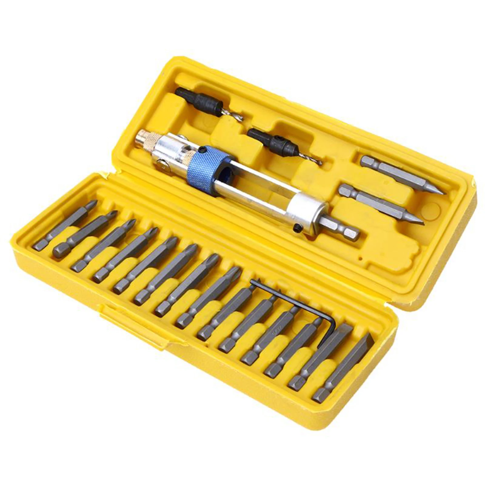 20Pcs Half-Time Drill Multi Screwdriver Sets High Speed Steel 16 Different Kinds Head Countersink Bits Allen Wrench
20Pcs Half-Time Drill Multi Screwdriver Sets High Speed Steel 16 Different Kinds Head Countersink Bits Allen Wrench