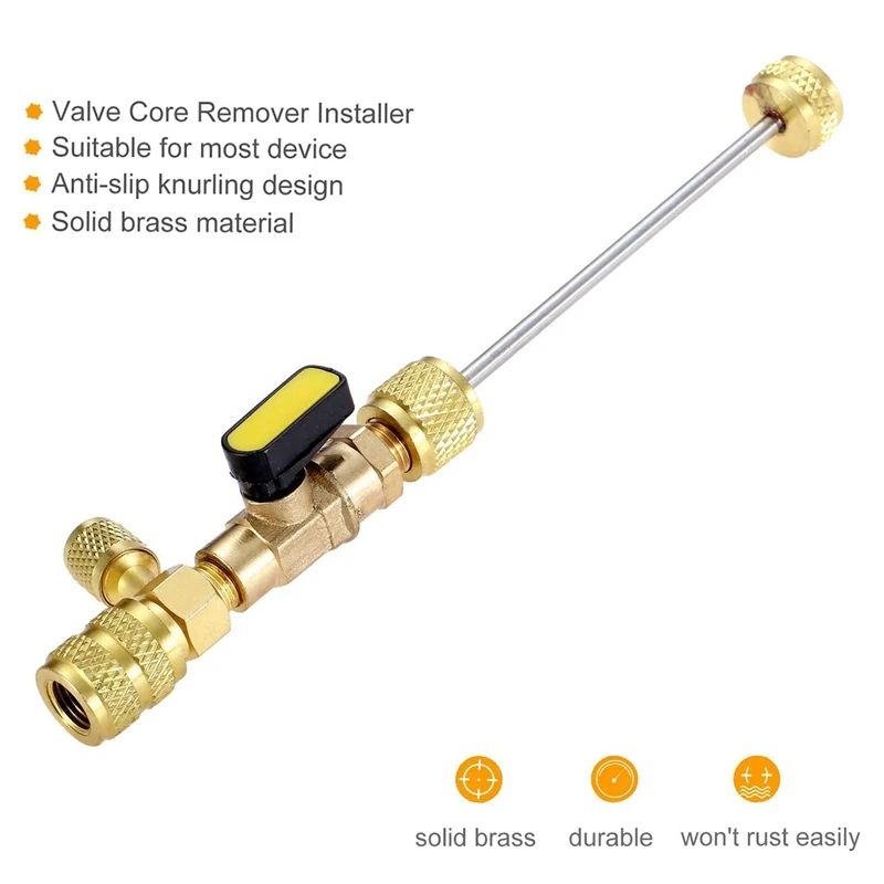 R410A R22 Valve Core Remover Installer Tool with Dual Size SAE 1/4 & 5/16 Port for R404A R407C R134A R12 R32 HVAC System
R410A R22 Valve Core Remover Installer Tool with Dual Size SAE 1/4 & 5/16 Port for R404A R407C R134A R12 R32 HVAC System