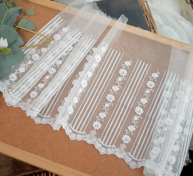 1yard 23 cm Width striped flower embroidered lace trim white Mesh bridal gown lace fabrics lingerie wedding Dress clothes sewing
1yard 23 cm Width striped flower embroidered lace trim white Mesh bridal gown lace fabrics lingerie wedding Dress clothes sewing