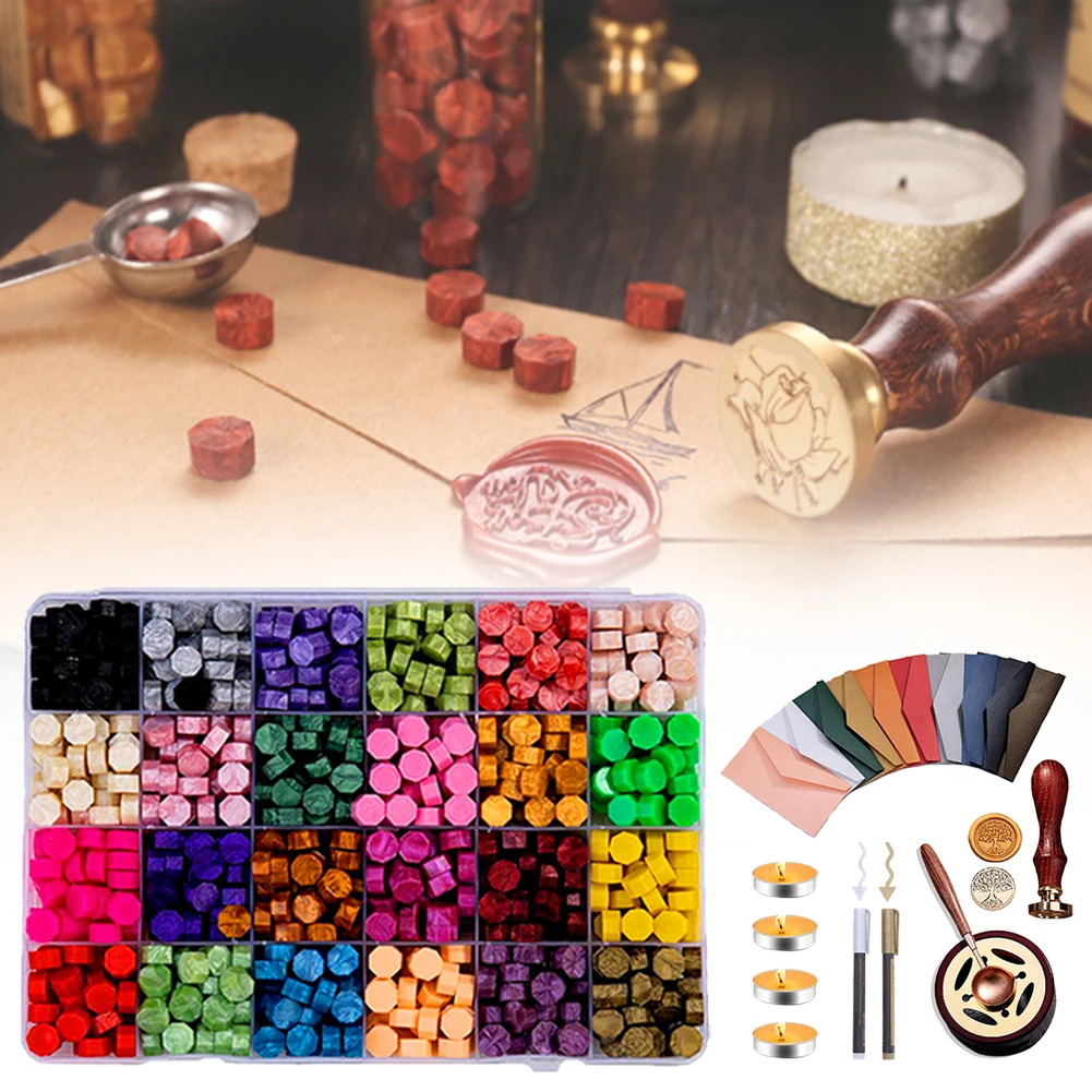 Retro Sealing Wax Kit with 24 Colors Wax Seal Beads Envelopes Stamp Spoon Wax Warmer Metal Pen for DIY Gifts Crafts Decoration
Retro Sealing Wax Kit with 24 Colors Wax Seal Beads Envelopes Stamp Spoon Wax Warmer Metal Pen for DIY Gifts Crafts Decoration