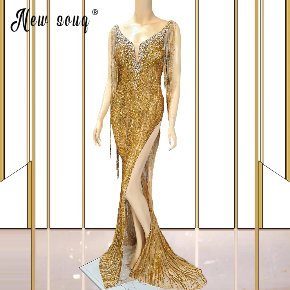 Beaded Sequined Glitter Formal Evening Dresses Deep V Neck Gold Mermaid For Women Party Prom Gowns Robe de mariee
Beaded Sequined Glitter Formal Evening Dresses Deep V Neck Gold Mermaid For Women Party Prom Gowns Robe de mariee