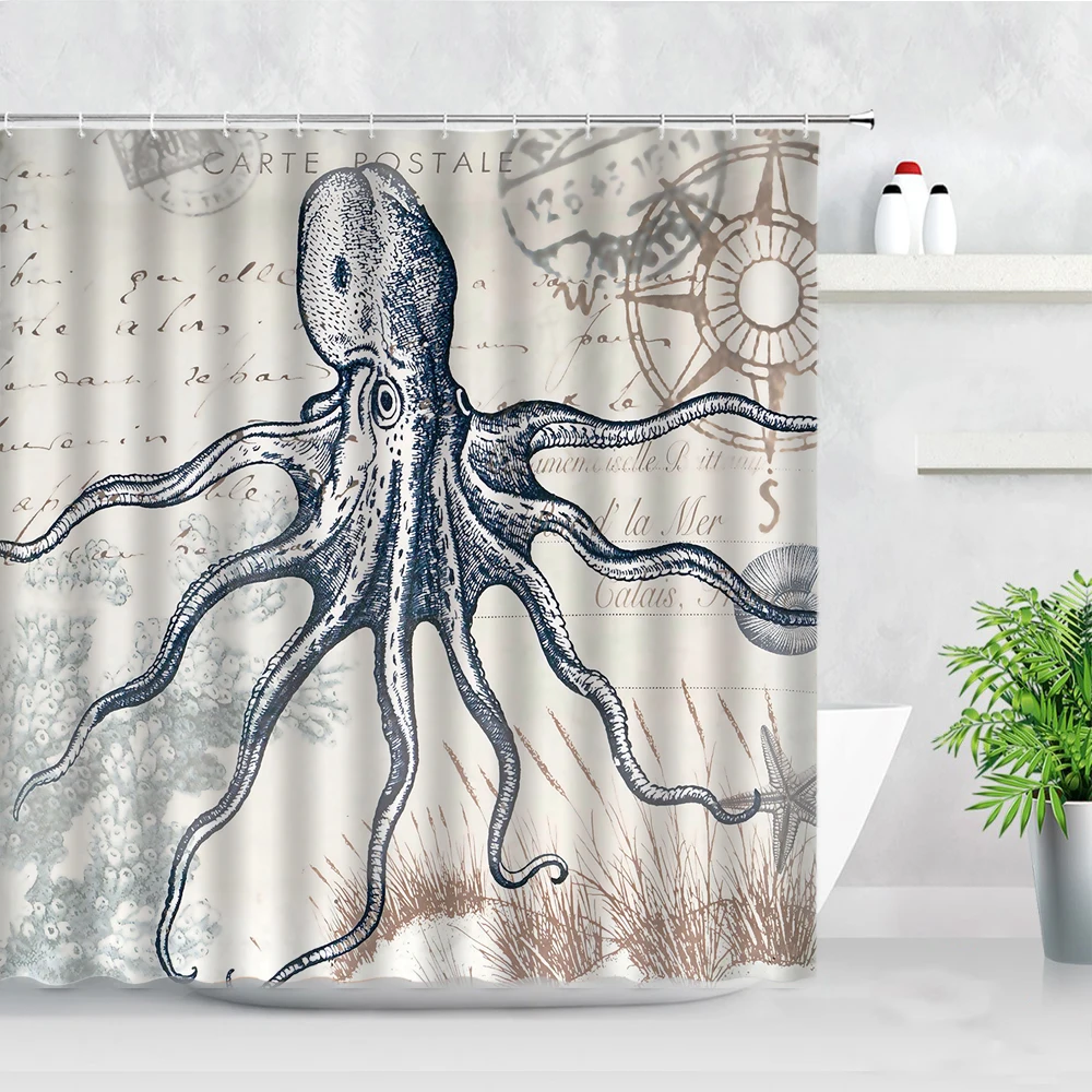 Cartoon Octopus Shower Curtain Sets Ocean Animal Personality Waterproof Bathroom Curtains Polyester Fabric Home Decor With Hooks
Cartoon Octopus Shower Curtain Sets Ocean Animal Personality Waterproof Bathroom Curtains Polyester Fabric Home Decor With Hooks