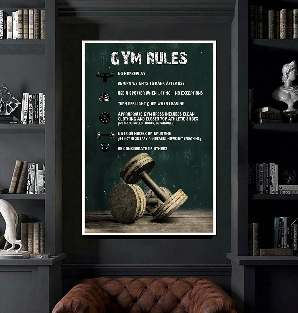 Dumbbell Gym Rules Vintage Poster, Fitness Gym Workout Painting, Bodybilding Weight Training Gym Lovers Canvas Fitness Decor
Dumbbell Gym Rules Vintage Poster, Fitness Gym Workout Painting, Bodybilding Weight Training Gym Lovers Canvas Fitness Decor