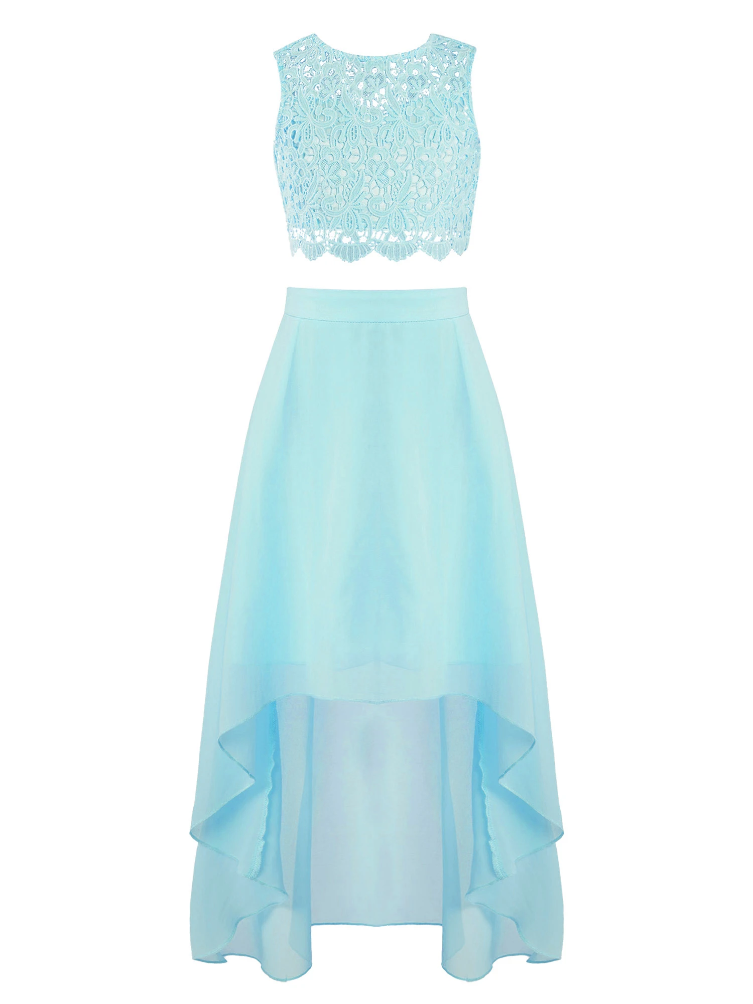 2Pcs Kids Girls Hollow Floral Lace Tops Chiffon Skirt Round Neck Scalloped Edge Sleeveless Hi-Low Hem Party Suit
2Pcs Kids Girls Hollow Floral Lace Tops Chiffon Skirt Round Neck Scalloped Edge Sleeveless Hi-Low Hem Party Suit