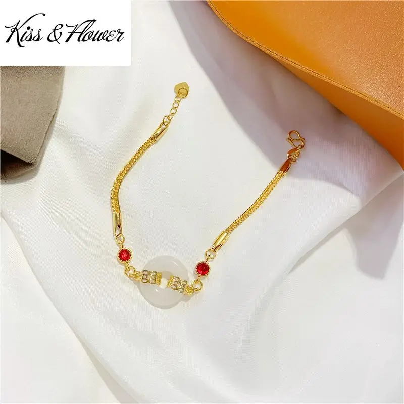 KISS&FLOWER BR273 Fine Jewelry Wholesale Fashion Woman Girl Bride Birthday Wedding Gift Vintage Round Jade 24KT Gold Bracelet
KISS&FLOWER BR273 Fine Jewelry Wholesale Fashion Woman Girl Bride Birthday Wedding Gift Vintage Round Jade 24KT Gold Bracelet