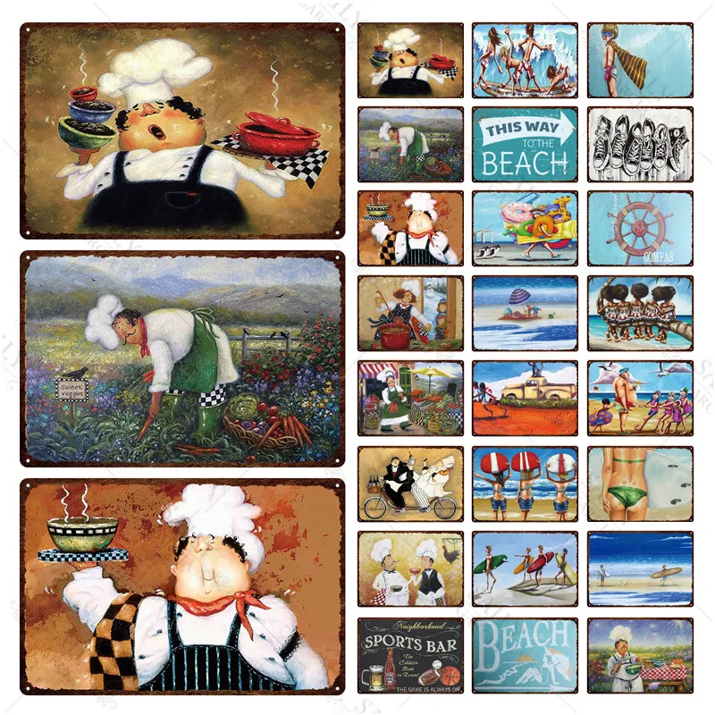 Summer Beach Chef and Gourmet Metal Sign Bar Surf Landscape Sign Metal Signs Vintage Style Pub Art Metal Plate Home Decor
Summer Beach Chef and Gourmet Metal Sign Bar Surf Landscape Sign Metal Signs Vintage Style Pub Art Metal Plate Home Decor