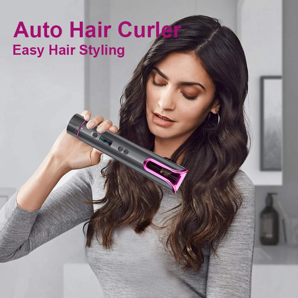 LCD Cordless Automatic Hair Curler USB Rechargeable Curling Iron Curls Waves Display Ceramic Curly Rotating Curling Wave Styer 
LCD Cordless Automatic Hair Curler USB Rechargeable Curling Iron Curls Waves Display Ceramic Curly Rotating Curling Wave Styer