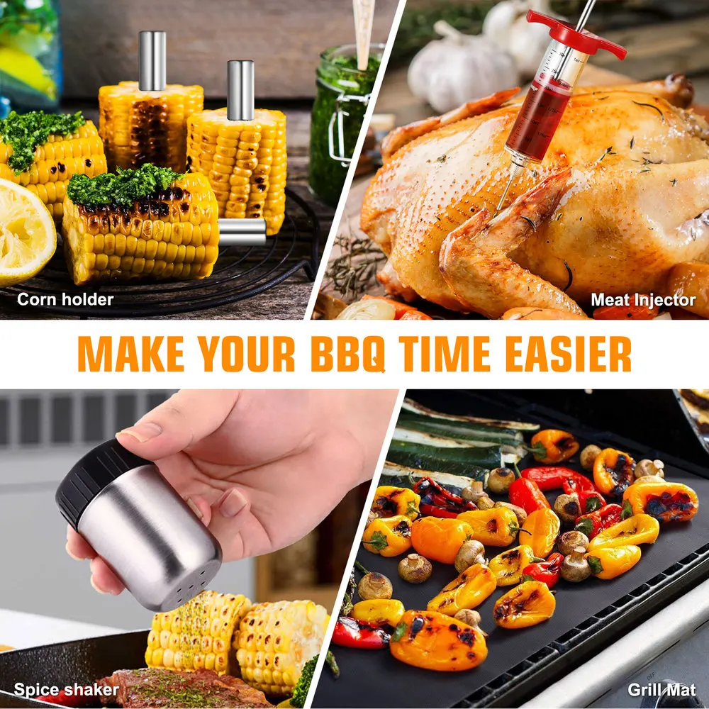 HOMEMAXS 25pcs Stainless Steel BBQ Tools Grilling Tools Spatula Fork Tongs Oil Brush Cleaning Brush Outdoor Picnic Barbecue Kit
HOMEMAXS 25pcs Stainless Steel BBQ Tools Grilling Tools Spatula Fork Tongs Oil Brush Cleaning Brush Outdoor Picnic Barbecue Kit