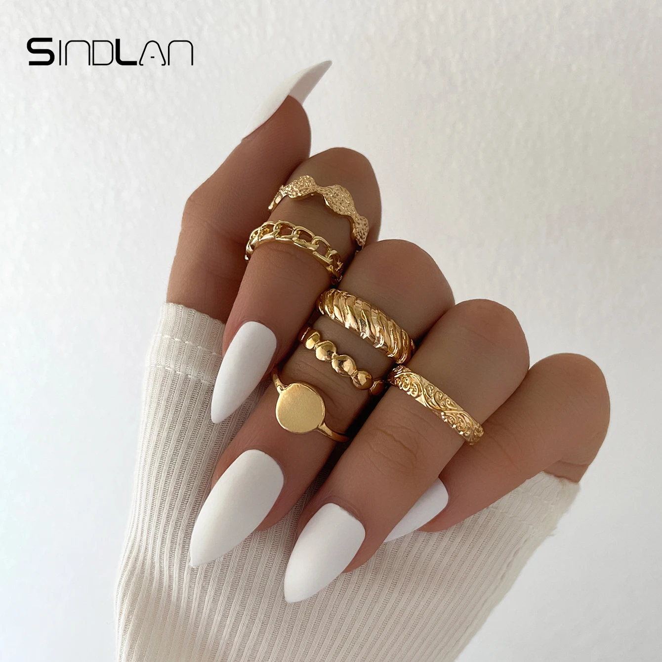 Sindlan 6Pcs Vintage Gold Chain Rings for Women Punk Geometric Wedding Couple 2021 Fashion Jewelry Anillos Mujuer Bague Homme
Sindlan 6Pcs Vintage Gold Chain Rings for Women Punk Geometric Wedding Couple 2021 Fashion Jewelry Anillos Mujuer Bague Homme