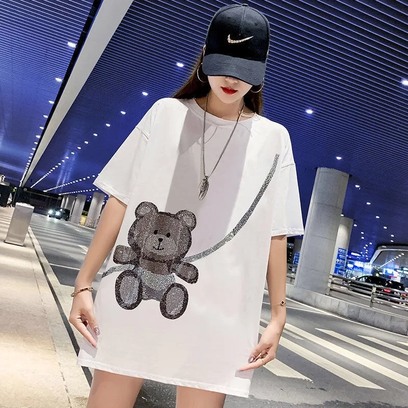 100% Cotton Bear T-shirt round Neck Loose Korean Style Mid-Length Top Female Summer New Short-Sleeved Underwear Bottoming Shirt
100% Cotton Bear T-shirt round Neck Loose Korean Style Mid-Length Top Female Summer New Short-Sleeved Underwear Bottoming Shirt