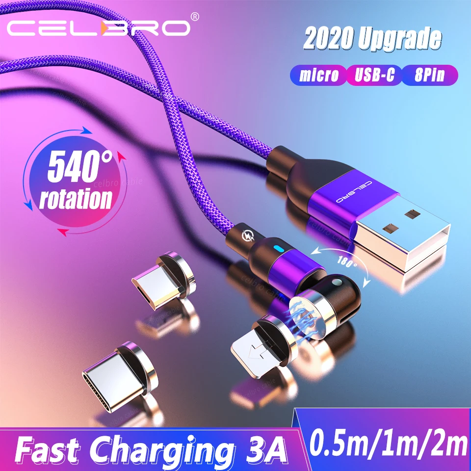 Быстрое зарядное устройство Usb кабель 3 Em 1 Тип C магнитное Cabel Micro для Samsung A50 A70 Xiaomi 9