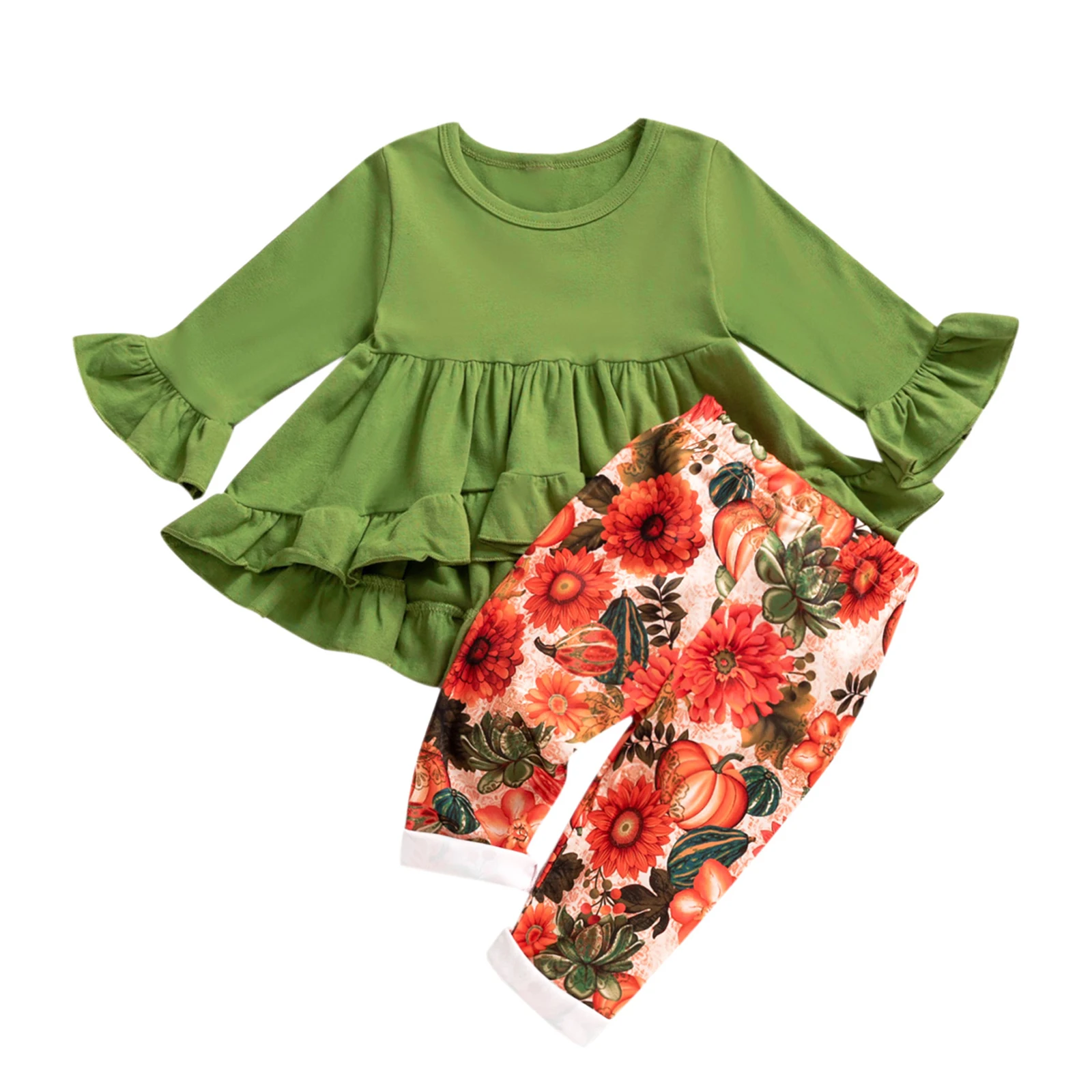Toddler Baby Girls 2Pcs Fall Cotton Clothes Long Sleeve Solid Color Ruffle Round Neck Tops Pumpkin Pants Casual Set
Toddler Baby Girls 2Pcs Fall Cotton Clothes Long Sleeve Solid Color Ruffle Round Neck Tops Pumpkin Pants Casual Set