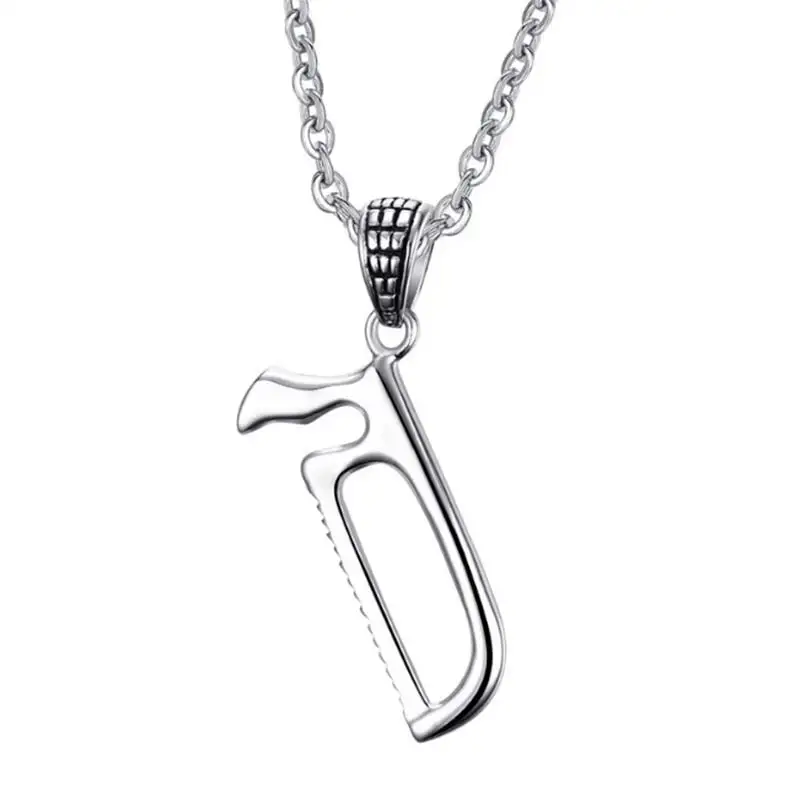 Saw Pedant Necklace Stainless Steel Vintage Spanner Casual Holiday Gift Whimsical Handy Man Tool Jewelry 23in | Украшения и