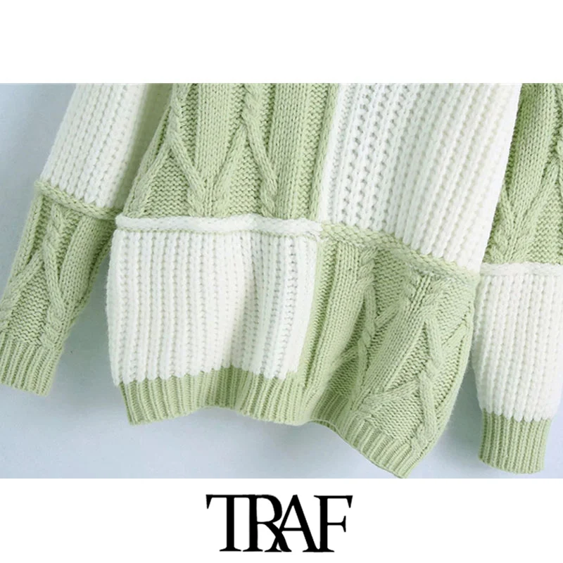 TRAF Women Fashion Patchwork Oversized Knitted Sweater Vintage O Neck Long Sleeve Female Pullovers Chic Tops
TRAF Women Fashion Patchwork Oversized Knitted Sweater Vintage O Neck Long Sleeve Female Pullovers Chic Tops