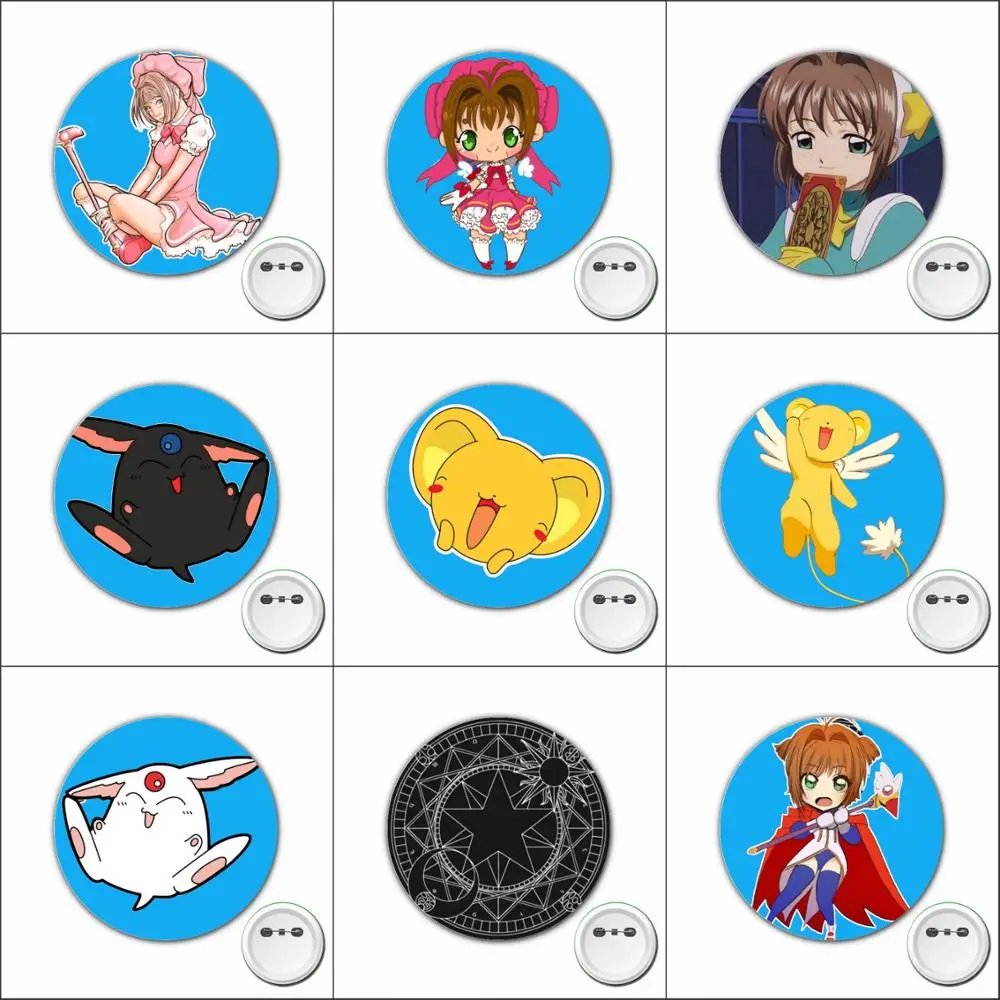 

1pcs anime Cardcaptor Sakura Cosplay Badge Cartoon Brooch Pins for Backpacks bags Badges Button Clothes Accessories