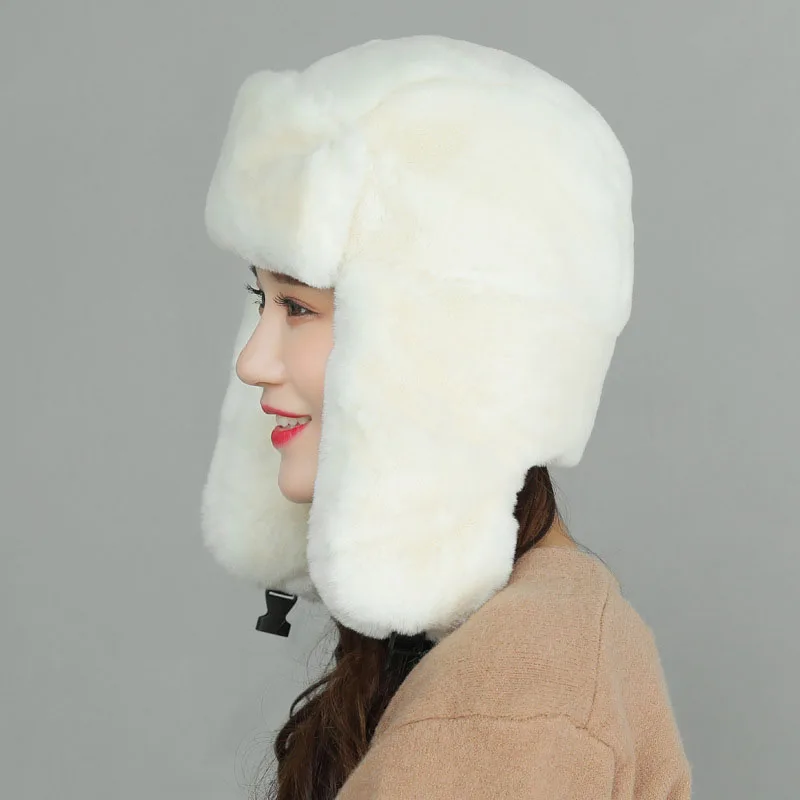 

Зимние шапки-бомберы, женская шапка-ушанка с ушным клапаном, плотная теплая русская ветрозащитная бархатная шапка, защита ушей для взрослых, однотонная, 58 см