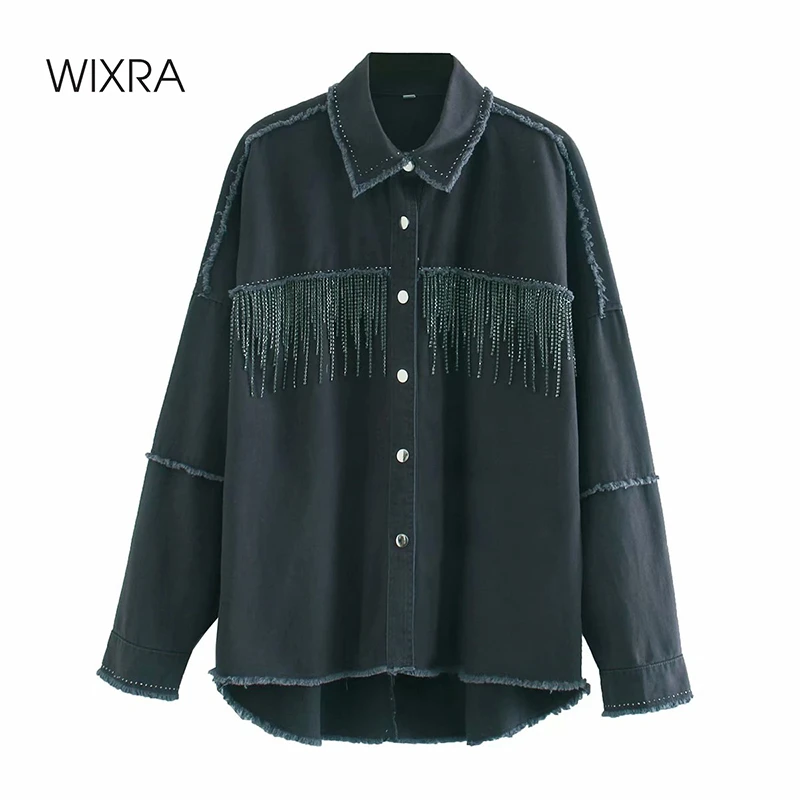 Женская джинсовая куртка с бахромой Wixra, осенне-весеннее пальто с длинным рукавом и бахромой
Женская джинсовая куртка с бахромой Wixra, осенне-весеннее пальто с длинным рукавом и бахромой