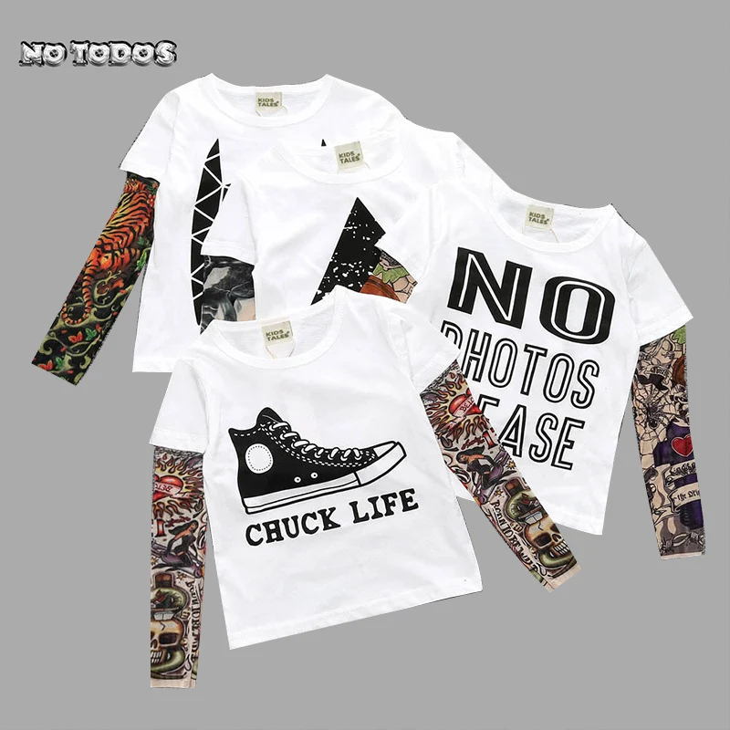Autumn Understand The New European and American Children's Clothing Stitching Hip-Hop Style Sashimi Tattoo Long-Sleeved T-shirt
Autumn Understand The New European and American Children's Clothing Stitching Hip-Hop Style Sashimi Tattoo Long-Sleeved T-shirt