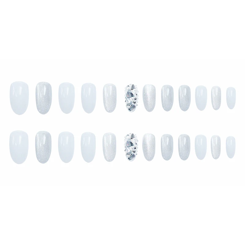24pcs/box Fake Nails With Designs Mid-length almond Silver Diamonds Nail Stickers Finished False Nails With Glue Press On Nail T
24pcs/box Fake Nails With Designs Mid-length almond Silver Diamonds Nail Stickers Finished False Nails With Glue Press On Nail T