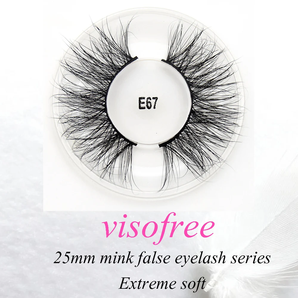 

visofree 3d mink lashes Criss-cross Strands Cruelty Free 25mm lashes Soft Dramatic eyelashes with eyelash packaging box E67