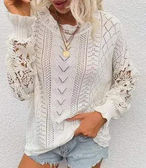 New Women Hollow Out Sweater Solid Color Round Collar Loose Style Knitwear Black White For Spring Autumn Winter Daily Wear S-XL
New Women Hollow Out Sweater Solid Color Round Collar Loose Style Knitwear Black White For Spring Autumn Winter Daily Wear S-XL