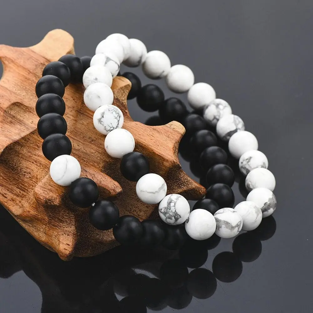 Beaded Bracelet 8mm Natural Stone Beads Matching Couples Bracelet With Matte Onyx White Howlite Lovers For Women Men Jewelry
Beaded Bracelet 8mm Natural Stone Beads Matching Couples Bracelet With Matte Onyx White Howlite Lovers For Women Men Jewelry