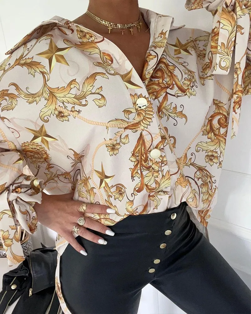 Fashion Women's Printed Blouse 2021 Autumn New Fashion Printed Lapel Long Sleeve Casual Female Shirt
Fashion Women's Printed Blouse 2021 Autumn New Fashion Printed Lapel Long Sleeve Casual Female Shirt
