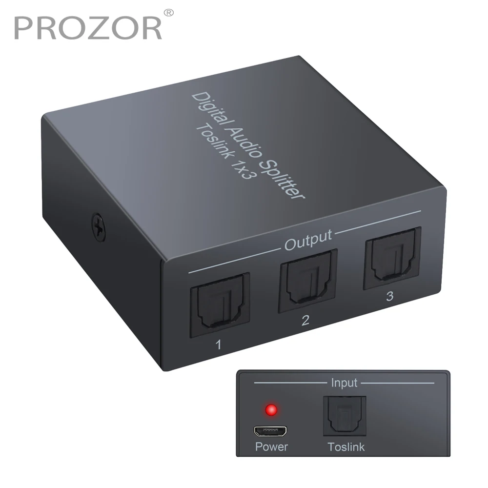 PROZOR 1x3 SPDIF Toslink Optical Splitter 1 In 3 Out Digital Audio Splitter Support LPCM 2.0 DTS for DVD HDTV DAC Converter
PROZOR 1x3 SPDIF Toslink Optical Splitter 1 In 3 Out Digital Audio Splitter Support LPCM 2.0 DTS for DVD HDTV DAC Converter