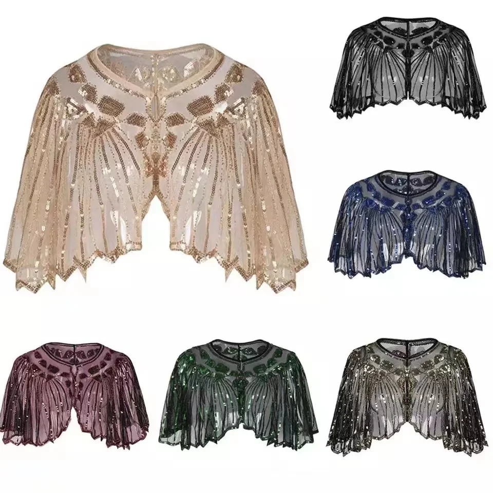 Vintage 1920s Flapper Shawl Sequin Beaded Short Cape Beaded Decoration Gatsby Party Mesh Short Cover Up Dress Accessory
Vintage 1920s Flapper Shawl Sequin Beaded Short Cape Beaded Decoration Gatsby Party Mesh Short Cover Up Dress Accessory
