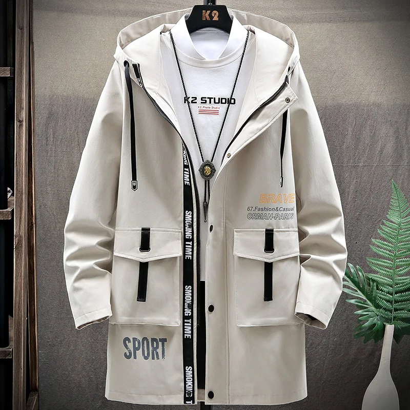 Fashion Casual Long Jacket Men Hooded Windbreaker Male Coats Cotton 202 Spring Streetwear Trench Coat Men Dropshipping
Fashion Casual Long Jacket Men Hooded Windbreaker Male Coats Cotton 202 Spring Streetwear Trench Coat Men Dropshipping
