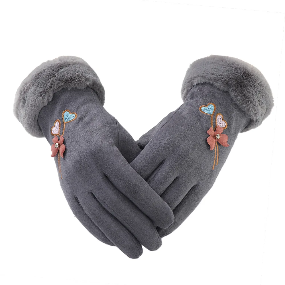 Winter Cute Suede Full Finger Mittens Ladies Solid Color Plush Thicken Warm Gloves Womens Windproof Embroidery Flower Gloves
Winter Cute Suede Full Finger Mittens Ladies Solid Color Plush Thicken Warm Gloves Womens Windproof Embroidery Flower Gloves