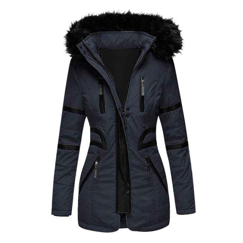 Fur collar jacket mid-length thick cotton jacket faux leather edge cotton jacket Casual warm ladies jacket
Fur collar jacket mid-length thick cotton jacket faux leather edge cotton jacket Casual warm ladies jacket