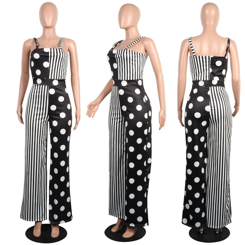 Sexy Spaghetti Strap Jumpsuit and Rompers for Women Striped Polka Dot Patchwork High Waist Wide Leg Jumpsuit Clubwear Overalls
Sexy Spaghetti Strap Jumpsuit and Rompers for Women Striped Polka Dot Patchwork High Waist Wide Leg Jumpsuit Clubwear Overalls