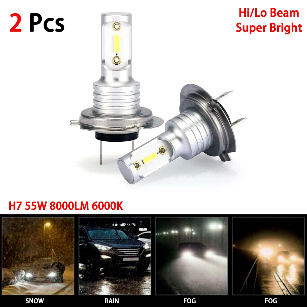 

360 Degree Beam Angle H7 LED Headlight Bulbs Conversion Kit Hi/Lo Beam 55W 8000LM 6000K Super Bright carro voiture