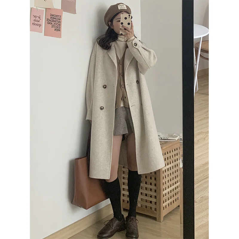 2021 Autumn and Winter New Woolen Coat Female Korean Style Temperament Straight Mid-length Coat XS-XL Size
2021 Autumn and Winter New Woolen Coat Female Korean Style Temperament Straight Mid-length Coat XS-XL Size