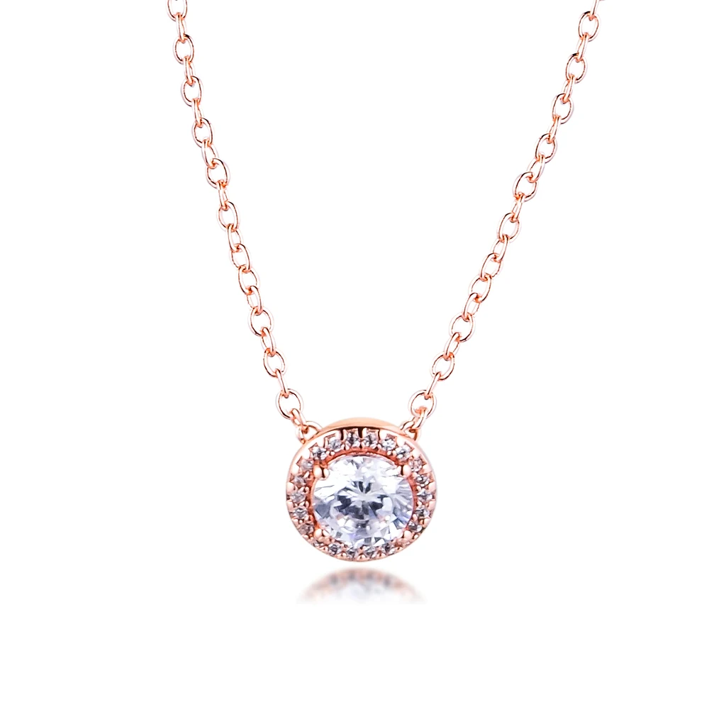 Rose Gold Round Sparkling Halo Pendant Necklace 925 Sterling Silver Necklaces for Women Fashion Jewelry collier femme
Rose Gold Round Sparkling Halo Pendant Necklace 925 Sterling Silver Necklaces for Women Fashion Jewelry collier femme