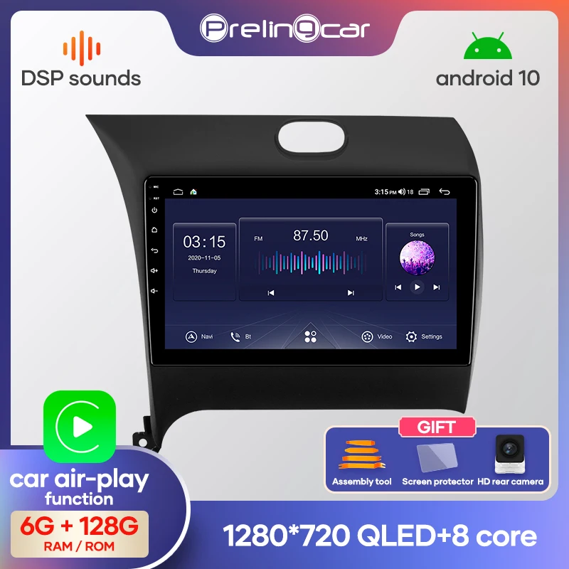 Prelingcar для Киа Серато ФОРТЕ авто магнитолы До 4G+64G Android 10 8 ЯДЕР DSP Навигация GPS